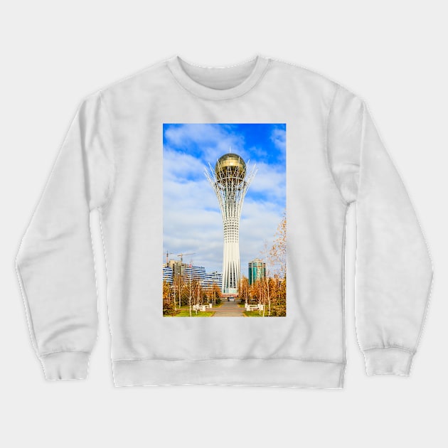 Nur Sultan Bayterek Tower Crewneck Sweatshirt by GrahamPrentice